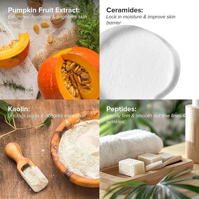 DRMTLGY Pumpkin Enzyme Face Mask with Jojoba Beads. Gentle Exfoliating Pumpkin Facial Mask for Dullness, Uneven Skin Tone, Fine Lines and Wrinkles. 5.5 oz, 2 pack