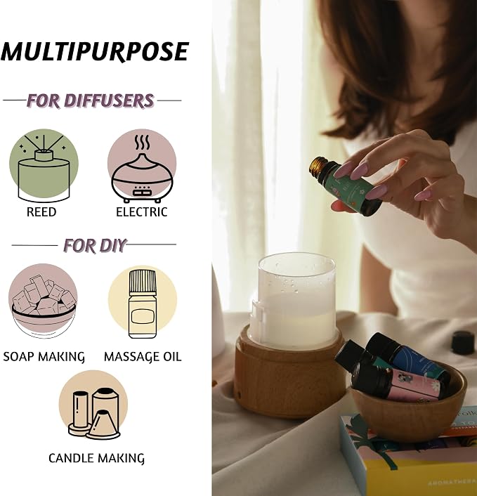 Folkulture Essential Oils for Diffuser Oil | Set of 6 Fragrance Oils for Diffusers | Palo Santo & Lavender Essential Oil | Diffuser Oils Scents for Home | Diffuser Essential Oils for Diffusers