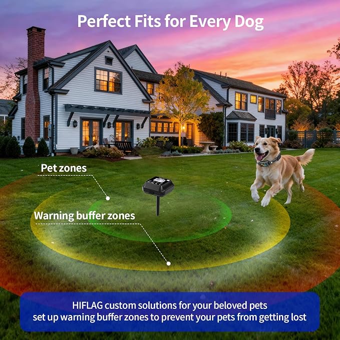 2026 Smart Wireless Dog Fence – Rechargeable, Adjustable, AI Stable Signal, 1+ Acre Coverage, Easy Setup (40 Flags)