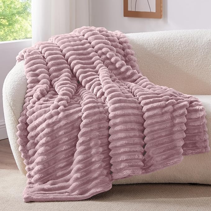BEDELITE Ribbed Twin Blanket for Couch & Bed, Berry Purple, 60"x80" | Ultra-Soft Plush Fleece, Cozy, Warm Yet Lightweight, Ribbed Texture, Home Decor, Machine Washable, Giftable, All-Season Use