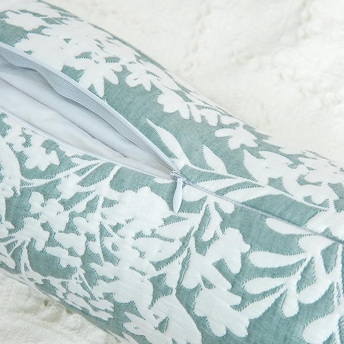 Buckwheat Neck Support Pillow Cervical Neck Cylinder Bolster Pillow,Buckwheat Hulls Adjustable Roll Pillow,Neck Pain Relief for Back and Side Sleepers Round Pillows for Lunch Break Green, 6*15 inch