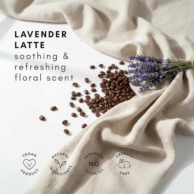 Olivia Care Exfoliating Bar Soap Lavender Latte 3 Pack Natural, Organic. Infused with Coffee Bean & Lavender Essential Oil - 3 X 5 OZ