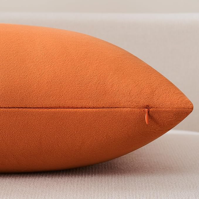 Throw Pillow Covers Lumbar 14x36 Inch Velvet Pillow Covers, Soft Decorative Burnt Orange Pack of 1 Long Pillow Case for Couch Cushion Chair Sofa Bed Living Room