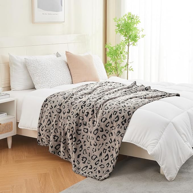 Leopard Print Throw Blanket, 60 x 80 Inches, Chocolate Leopard | Three-Dimensional Lightweight Super Soft Cozy Plush Flannel Fleece Blanket for Couch Bed