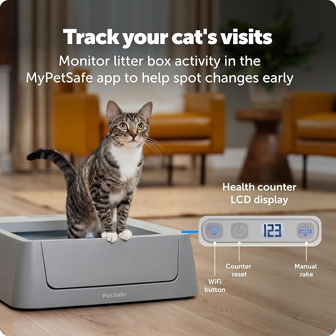 PetSafe ScoopFree Complete Smart Self-Cleaning Cat Litter Box - WiFi & App Enabled - Hands-Free Cleanup with Disposable Crystal Trays - Less Tracking, Superior Odor Control - Includes Disposable Tray | 2.4 GHz WiFi & App Enabled, Hands-Free Automatic C...