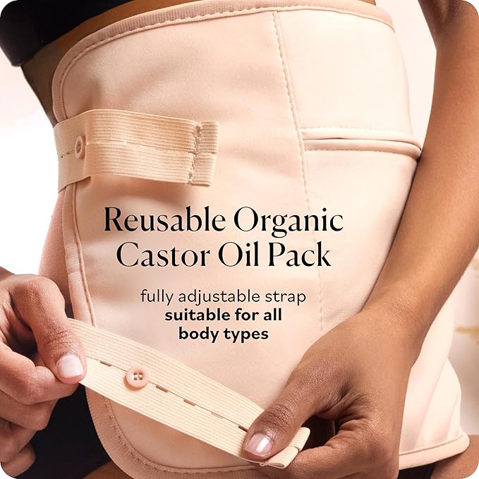 Sky Organics 8 oz Castor Oil w/Wraps | Reusable Organic Castor Oil Pack to Boost Body's Wellness, Encourage Rest & Relaxation | Adjustable Elastic Straps Cotton Durable Easy to Use