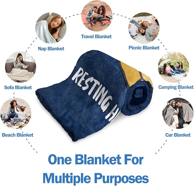 Funny Grandpa Birthday Gifts, Grandpa is Not Sleeping Blanket | Grandpas Gift from Grandkids, Super Soft Throws Blanket for Napping, Promoted to Grandpas Gifts, 60" x 80" (Navy Blue)