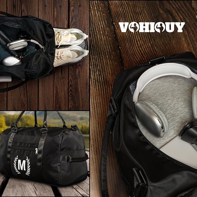 Gym and Travel Duffle Bag, Multi-colored, T, Nylon, Water Resistant, 13x16x11 inches, 4 Compartments, Zipper Closure, Web Handle, Adjustable Strap, Perfect for Gym, Travel, Gift