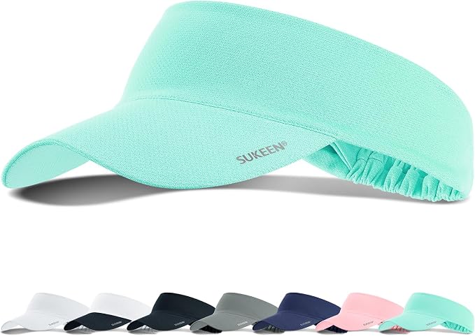 Sukeen Cooling Stretchy Sun Visor for Women Men UV Protection Cooling Hat | Lightweight quick-dry free size vizor with instant cooling, sports visor hat for golf, tennis, cycling, running, pickleball