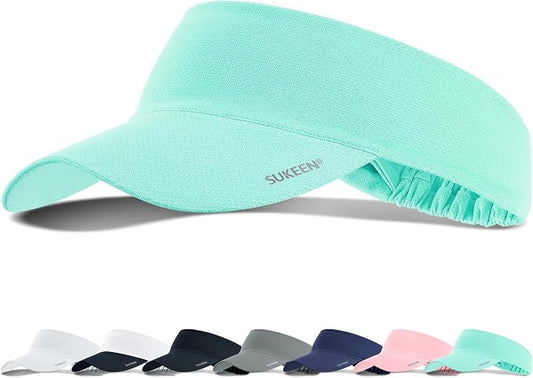 Sukeen Cooling Stretchy Sun Visor for Women Men UV Protection Cooling Hat | Lightweight quick-dry free size vizor with instant cooling, sports visor hat for golf, tennis, cycling, running, pickleball