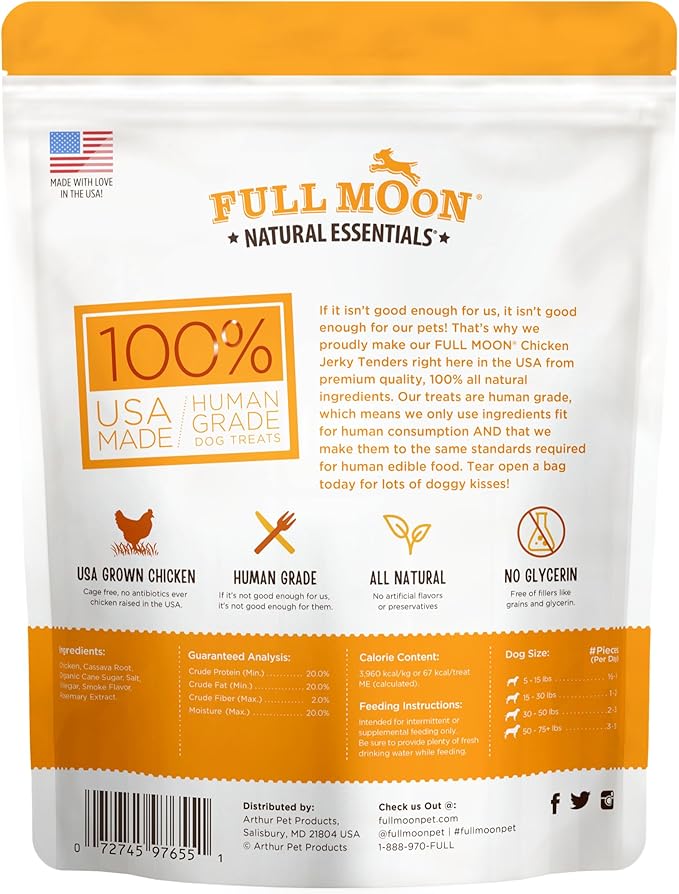 Full Moon® Chicken Jerky Tenders Dog Treats 26 oz | Human Grade, No corn, No wheat, No soy, Glycerin Free, Made in the USA