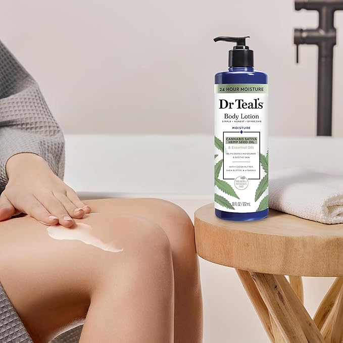 Dr Teal's Body Lotion, Cannabis Sativa Hemp Seed Oil & Essential Oils, 18 fl oz (Pack of 3)