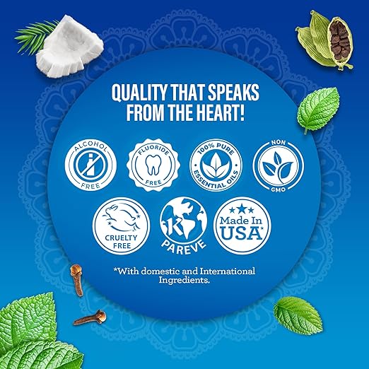 GuruNanda Oxyburst Teeth Whitening Mouthwash – Alcohol & Fluoride Free, with Hydrogen Peroxide & 7 Essential Oils, for On-The-Go Freshness, TSA Friendly, Wild Mint, 3 fl oz