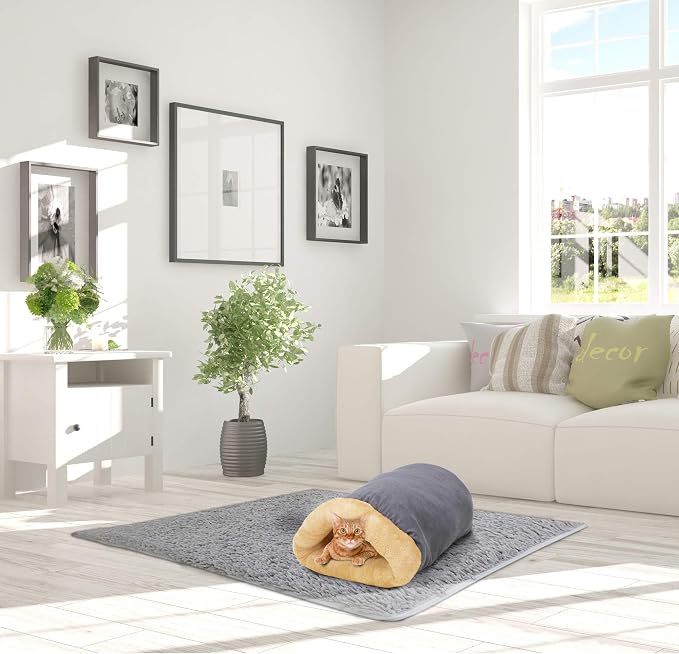 4 in 1 Self Warming Burrow Cat Bed Hideway Sleeping Cuddle Cave | Keep Warming, Machine Washable, Easy to Clean, Soft & Comfortable, Pet Beds fo Cats & Dogs, Cozy Privacy Nook