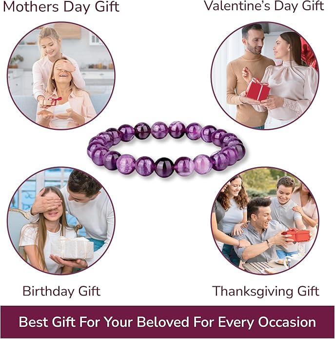 Crystal Vibe 8mm Beaded Bracelets For Women Men - Healing Crystal Bracelet - Adjustable Size