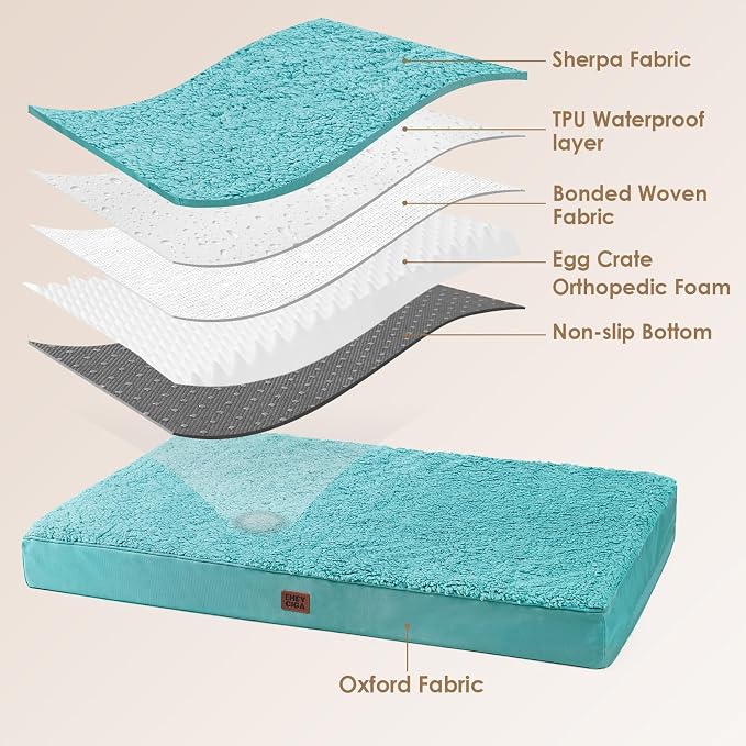 EHEYCIGA Orthopedic Dog Bed Extra Large with Removable Washable Cover, 44IN | Egg Crate Foam Support, Durable Oxford fabric, Non-Slip Bottom, Machine Washable, Soft Waterproof Plush Pet Bed Mat For Crate