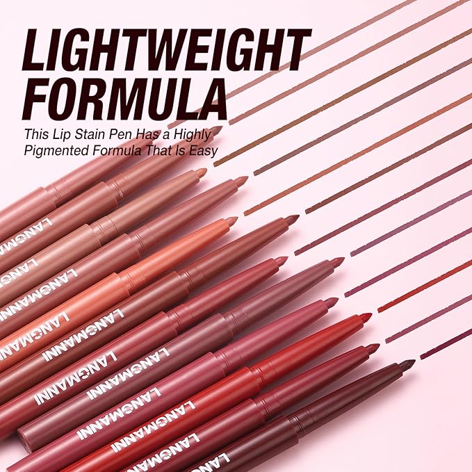 LANGMANNI 6Pcs Sculpting Matte Velvet Lip Liner Set,Smooth Creamy Texture,Waterproof And High Pigmented For Girls Daily Application Lip Makeup(7+8+9+10+11+12)