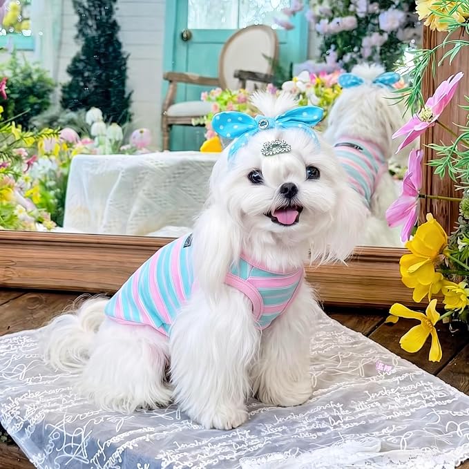 Soft Striped Dog Shirt, Cozy Warm pet Vest for Small Medium Dogs, Classic Puppy cat Clothes for Indoor Outdoor Outfits