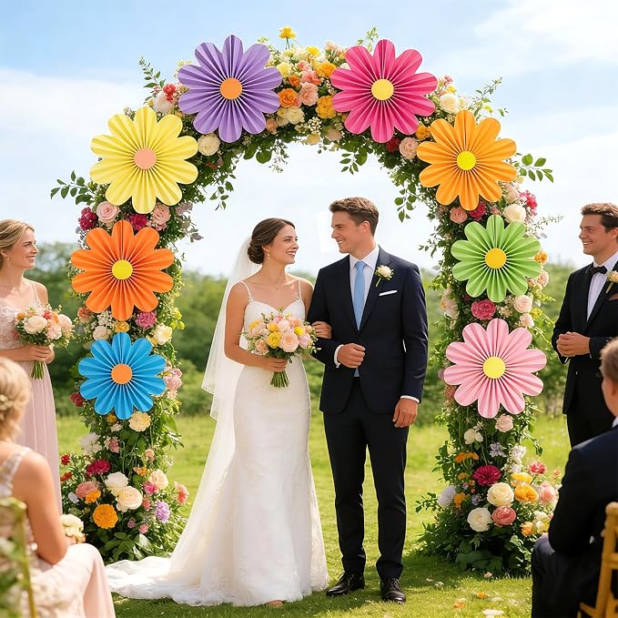 SUNBEAUTY Hanging Paper Fans Colorful Daisy Party Decoration Set Paper Flower Decorations for Wall Paper Fans Reusable Flower Wall Decor for Birthday Fiesta Mexican Party Babyshower Mothers Day