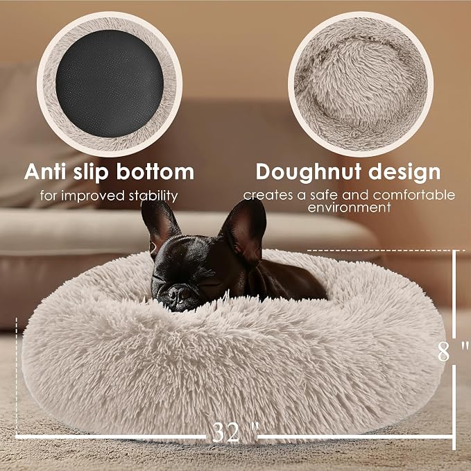 Dog Beds Large Sized Dog and Cats, 32in Pet Beds for Large Pet, Washable Indestructible Extra Large Dog Bed (Brown)