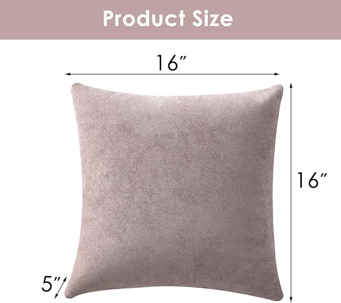 BEEY Throw Pillows with Inserts Included, 16x16 Inches Sofa Square Throw Pillows for Sofa Couch, A Pack of 2 Polyester Decorative Pillow Covers with Inserts for Living Room, Bedroom, Office (Flaxen)