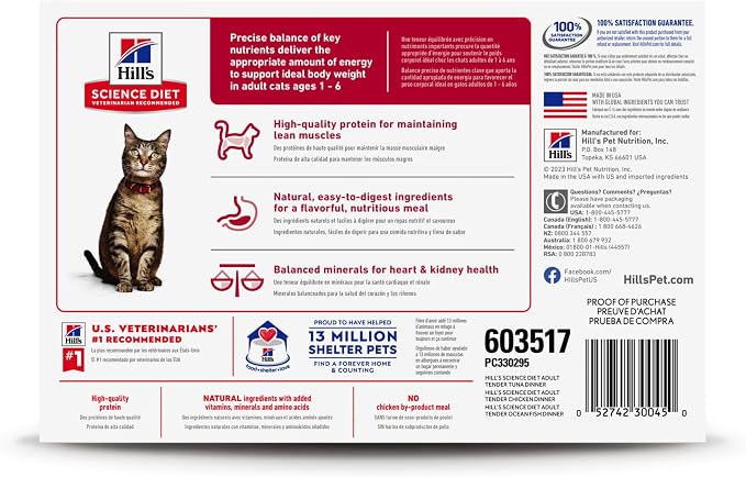 Hill's Science Diet Adult 1-6 Wet Cat Food Variety Pack | #1 Veterinarian Recommended, Chicken, Tuna, & Ocean Fish, 5.5 oz. Cans, 12-Pack