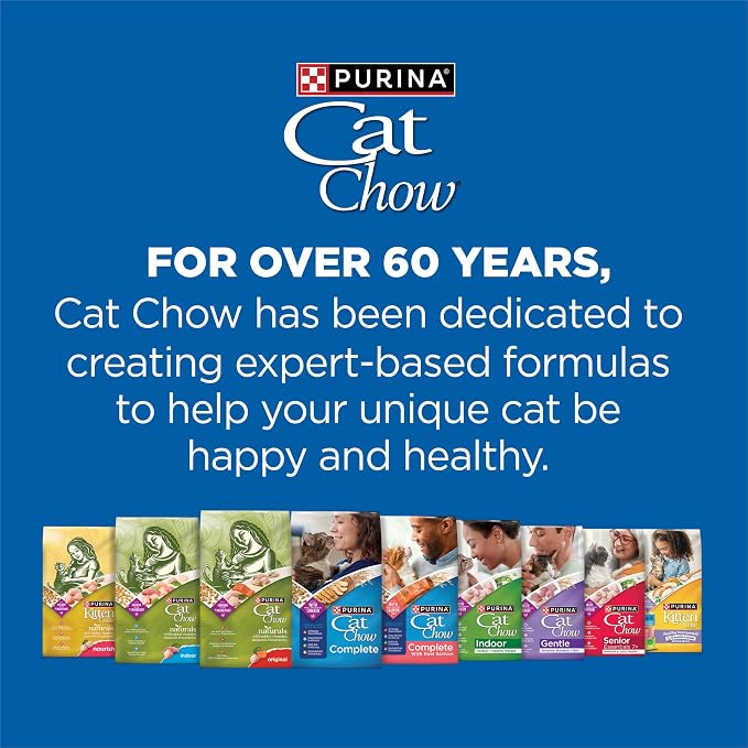 Purina Cat Chow High Protein Dry Cat Food, Complete - 3.15 Pound (Pack of 4) | Adult and kitten cat food for every life stage, made with real chicken, with omega-6 fatty acids for a shiny coat