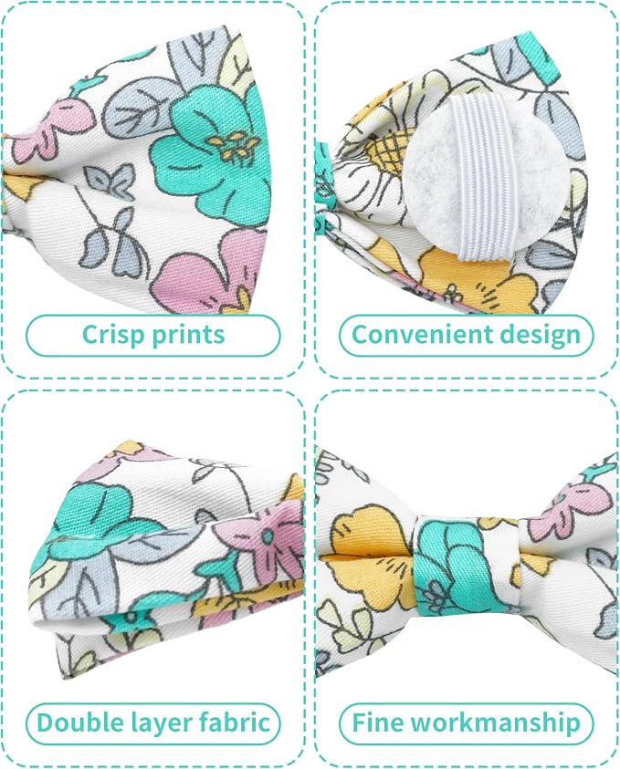 PET SHOW 5 Pack Dog Bowties Floral for Small Dogs Slide on Collar