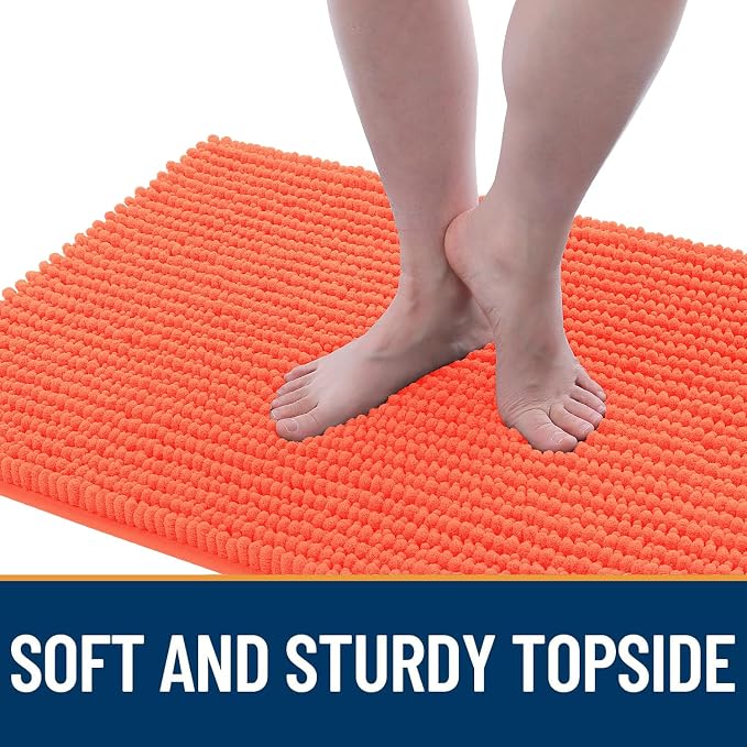 OLANLY Dog Door Mat for Muddy Paws 47x17, Extra Absorbent Chenille Mud Mat | Coral, Absorbs Moisture and Dirt, Non-Slip Machine Washable Doormat, Quick-Drying Indoor Entryway Floor Mat for Dogs