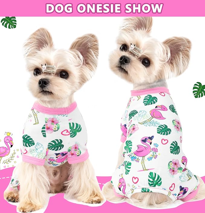 Dog Pajamas Summer Dog Clothes for Small Medium Dogs Boy Girl Doggy Pjs Cute Doggie Onesie Breathable Puppy Clothes Soft Stretchy Cat Pet Outfit (Pink, Large)