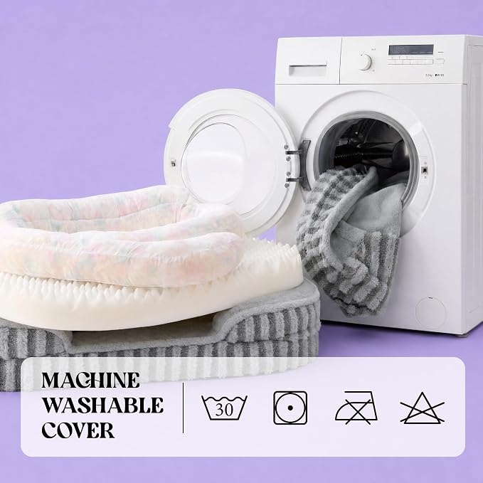 LE SURE Cute Cozy High Back Orthopedic Small Dog Bed with Sides, 24" Beige | Waterproof Pet Bed with Sides, Aesthetic Comfy Egg-Crate Foam Pet Couch Sofa, Removable Washable Cover, Non-Slip Bottom