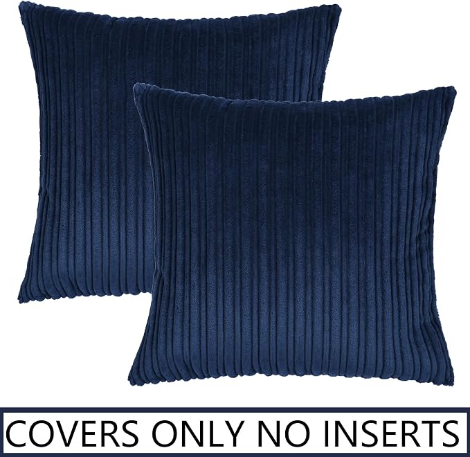 UGS UGASA Pack of 2, Velvet Soft Solid Decorative Throw Pillow Covers Set Cushion Cases Pillowcases for Livingroom/Couch, 18"x18"(45x45cm), Navy Blue