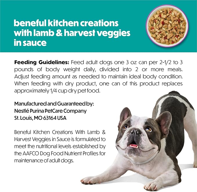 Beneful Purina Kitchen Creations with Lamb and Harvest Veggies in Sauce Wet Dog Food - (Pack of 12) 3 oz. Cans