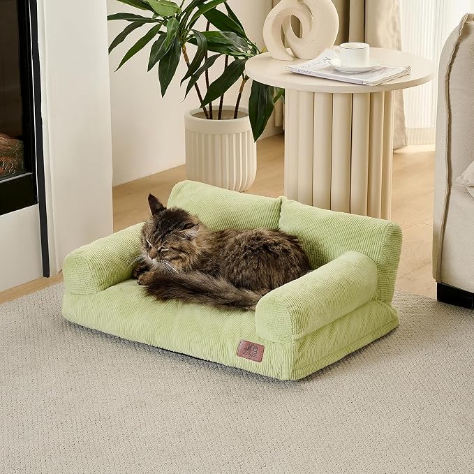 Hollypet Small Dog Large Cat Bed Puppy Couch Beds for Pets up to 25 lbs | Fluffy Dog Cat Couch Plush Soft Warming Pets Beds with Machine Washable Cover and Non-Slip Bottom