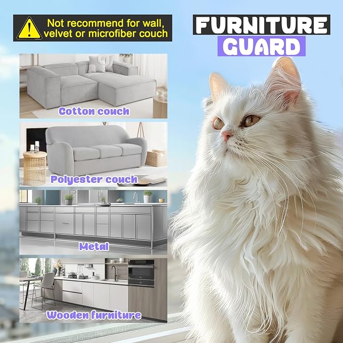 JINVOGREEN Iridescent Cat Scratch Furniture Protector, 160 x 12.4 in | Thickened Self-Adhesive Protector Designed to Help Shield Couches and Other Furniture from Cat Scratching
