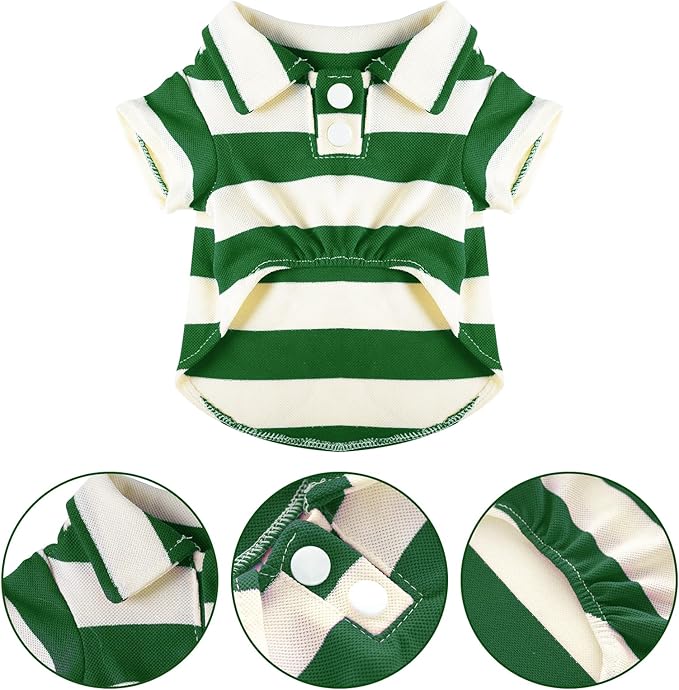 Pistha Dog Shirt Polo Shirt Striped Puppy Clothes for Boy Girl Pets | Dog Shirt Dog Clothes Pet Clothes with Summer Button Up for Small Medium Dogs Cats