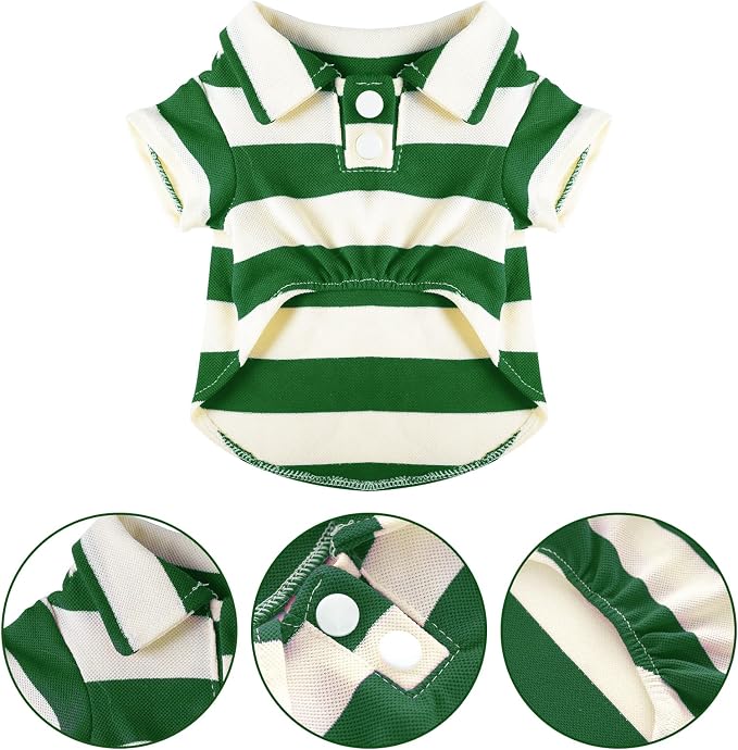 Pistha Dog Shirt Polo Shirt Striped Puppy Clothes for Boy Girl Pets | Dog Shirt Dog Clothes Pet Clothes with Summer Button Up for Small Medium Dogs Cats