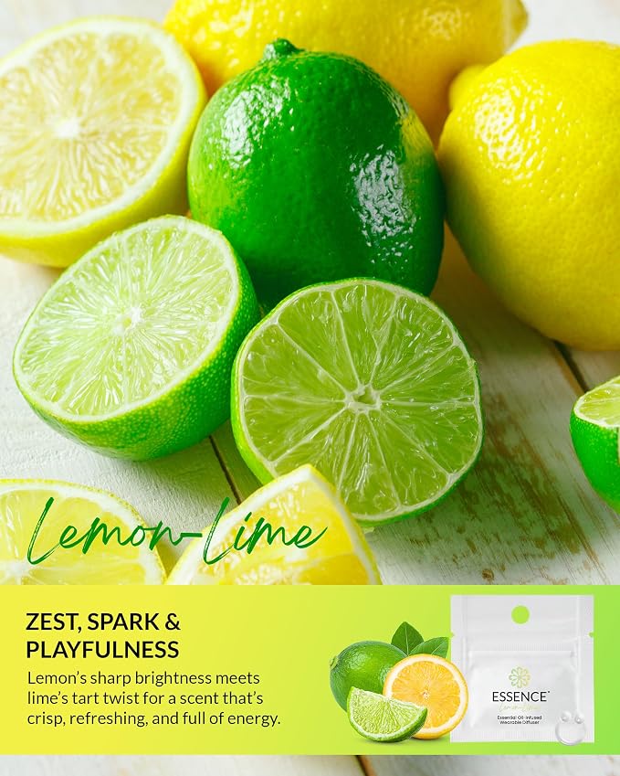 Essence Wearable Aromatherapy Nasal Diffuser – Lemon-Lime Essential Oil Nose Ring Silicone Inhaler for Stress & Mood Support - Made in USA & Travel-Friendly (3 Pack)