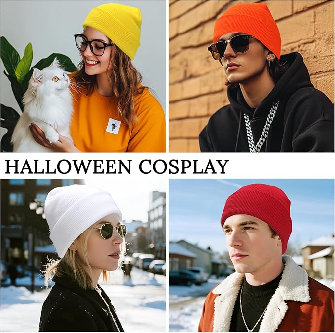 PFFY Unisex Beanie Hats for Men Women Knit Winter Beanies