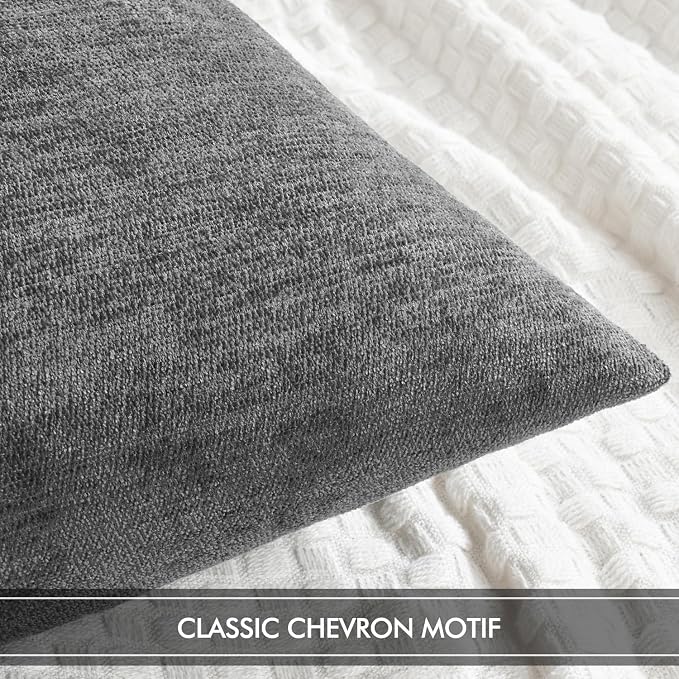 MIULEE Pack of 2 Dark Gray Decorative Pillow Covers 20x20 Inch | Soft Chenille Couch Throw Pillows Farmhouse Cushion Covers for Home Decor Sofa Bedroom Living Room