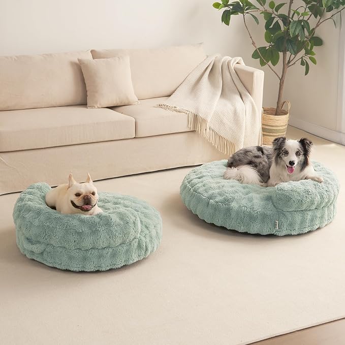 EHEYCIGA Dog Bed Medium Size Dog, Fluffy Small Dog Couch with Removable Washable Cover, Bolster Pet Sofa, Waterproof and Non-Slip, 30" x 30"x 8.5", Green