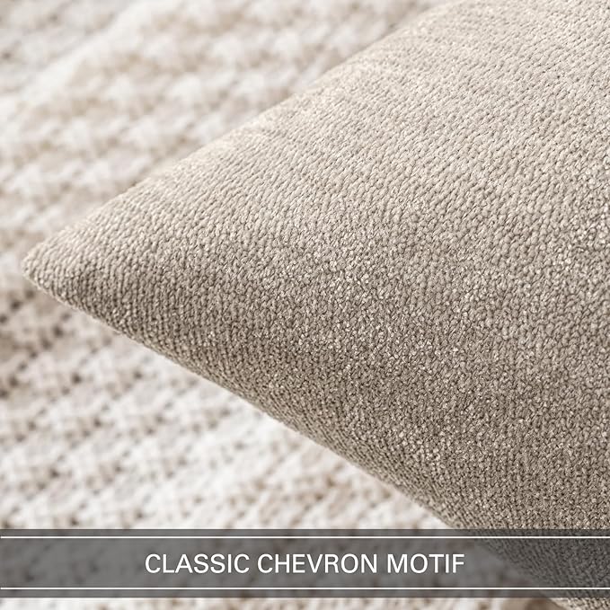 MIULEE Pack of 2 Beige Decorative Pillow Covers 20x20 Inch | Soft Chenille Couch Throw Pillows Farmhouse Cushion Covers for Home Decor Sofa Bedroom Living Room