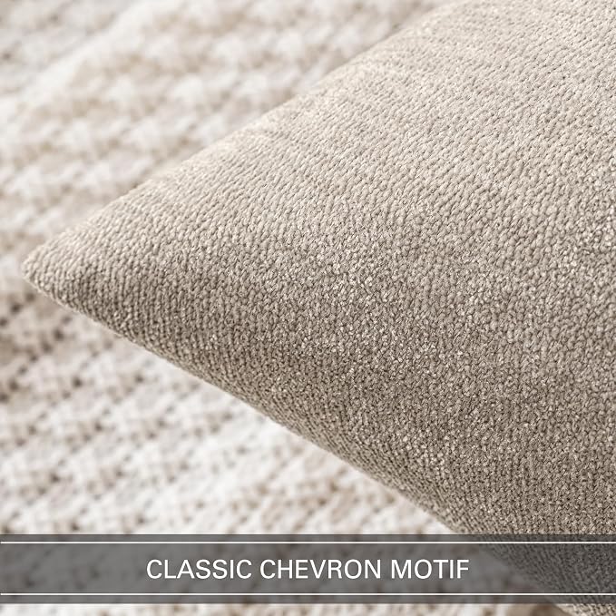 MIULEE Pack of 2 Beige Decorative Pillow Covers 16x16 Inch | Soft Chenille Couch Throw Pillows Farmhouse Cushion Covers for Home Decor Sofa Bedroom Living Room