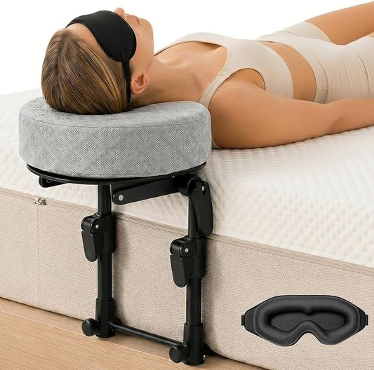Freebody Massage Headrest for Bed, Adjustable Massage Face Cradle at Home,18" Height Massage Head Holder for Sleeping Mattress, Portable Massage Pillow Face Cradle, Grey