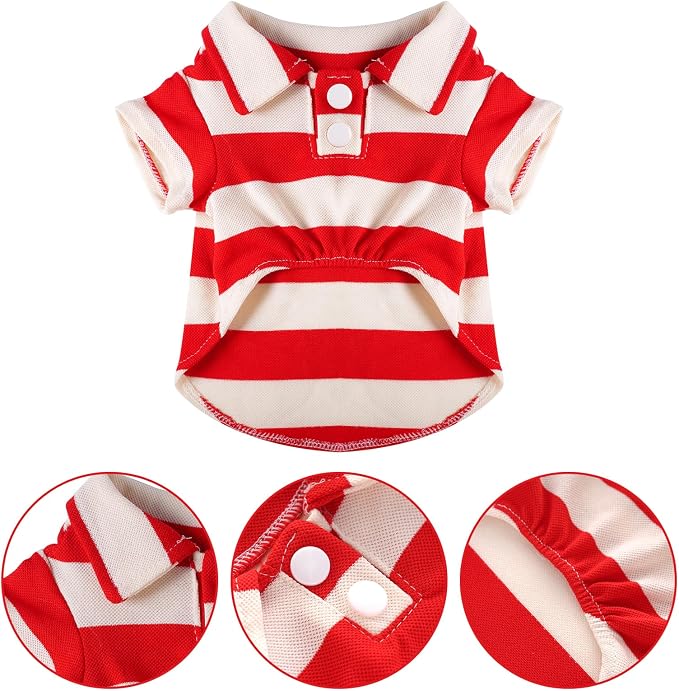 Pistha Dog Shirt Polo Shirt Striped Puppy Clothes for Boy Girl Pets | Dog Shirt Dog Clothes Pet Clothes with Summer Button Up for Small Medium Dogs Cats