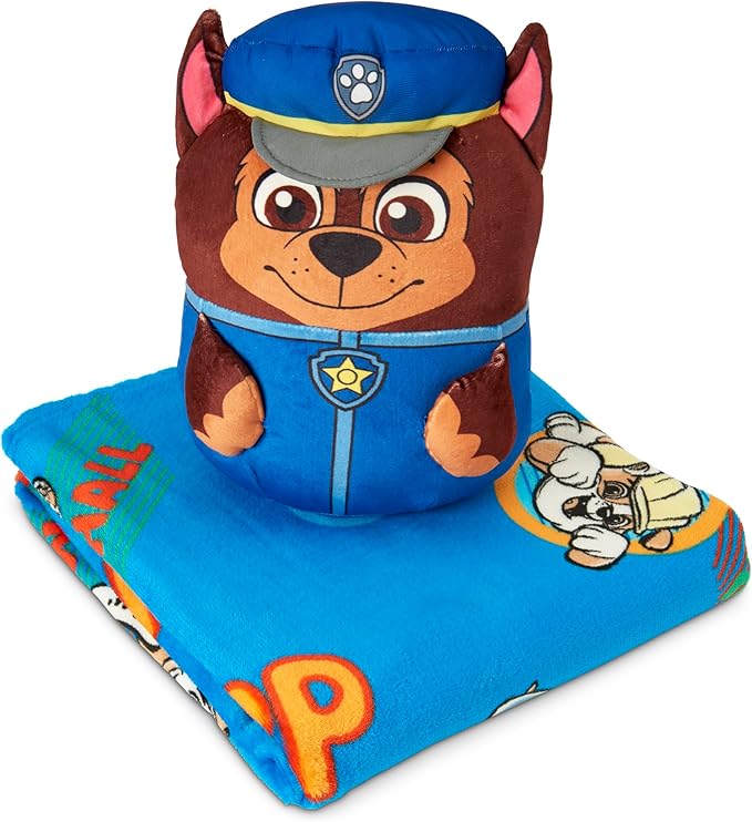 Northwest Paw Patrol Pup Time Hugger Pillow & Silk Touch Throw Blanket Set, Stuffed Animal, 50x60 inches and 11 inch Plushie