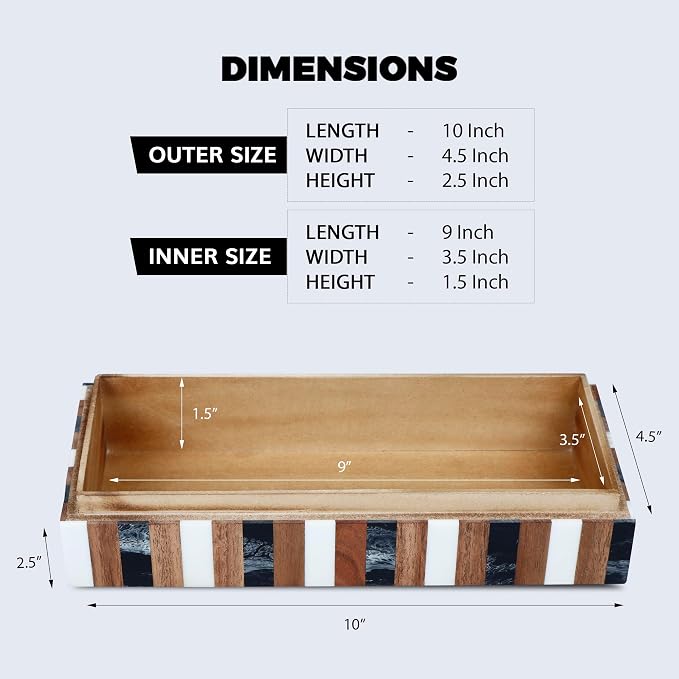 Handicrafts Home Decorative Storage Box with Lid Wooden Coffee Table Storage Box Decor Box for Living Room Styling – Natural Wood Resin Inlay Marquet Cosmo Collection- 10x4.5x2.5