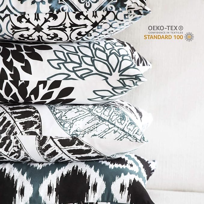 Phantoscope New Living Series Decorative Throw Pillow Case Cushion Cover Black 18" x 18" Set of 4