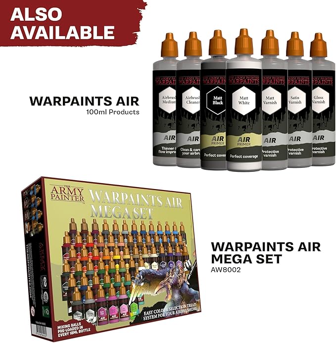 The Army Painter, Air Triads - Airbrush-Ready Paint – White with 6 x 18 ml Pre-thinned Acrylic Spray Gun Paints - Paint Sprayer Paints for D&D & Warhammer Miniatures