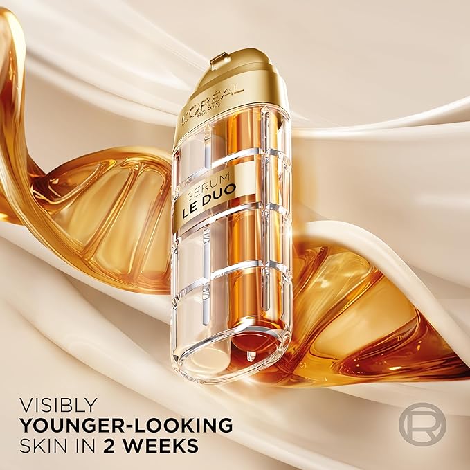 L'Oreal Paris Age Perfect Serum Le Duo, Brightening, Firming and Anti-Aging Serum for Face with Collagen Peptide, Vitamin C and B3, 1 fl oz + Sample
